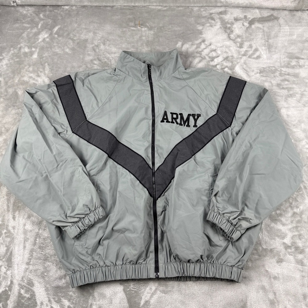 US Army IPFU Physical Fitness Uniform Jacket Grey Black Chevron Medium Regular